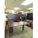 Mahogany C / U Suite Desk w Bullet Top and Overhead, 98 x 72 in.
